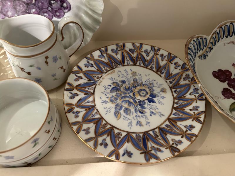 Blue and Gold Bouquet Plate
