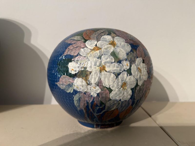 Blue Ground Globe Vase