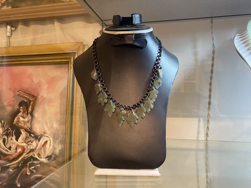 Carved Jade Leaf Necklace
