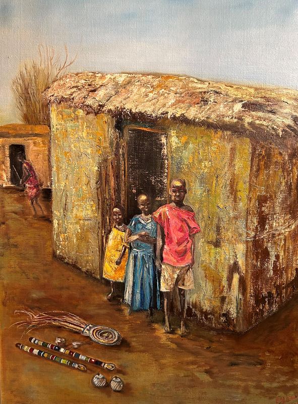 Children by the Hut