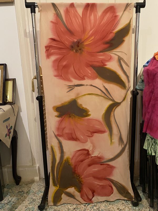 Coral Blossoms on Silk