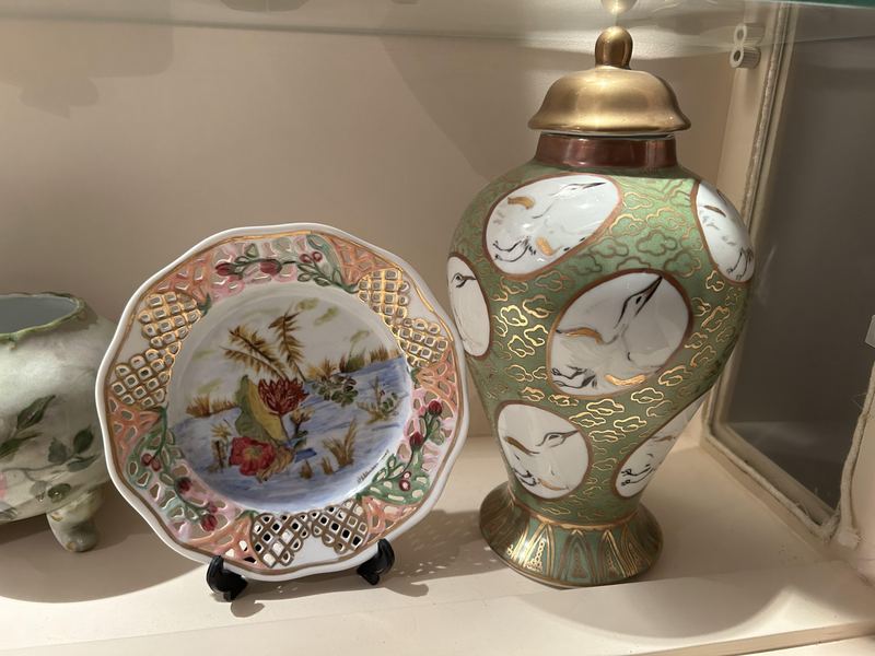 Crane Jar and Landscape Plate