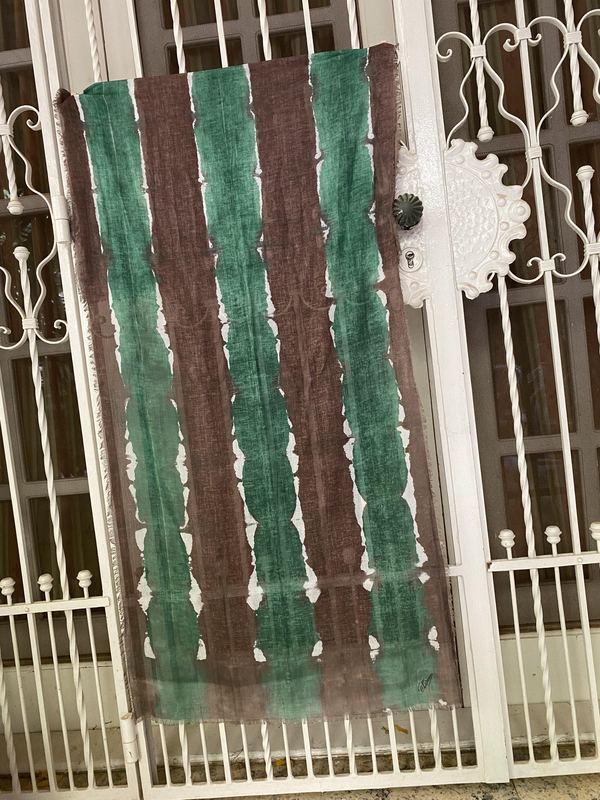 Green and Brown Striped Scarf