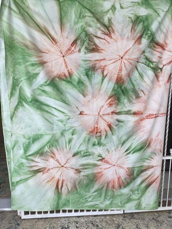 Green and Coral Sunburst Panel