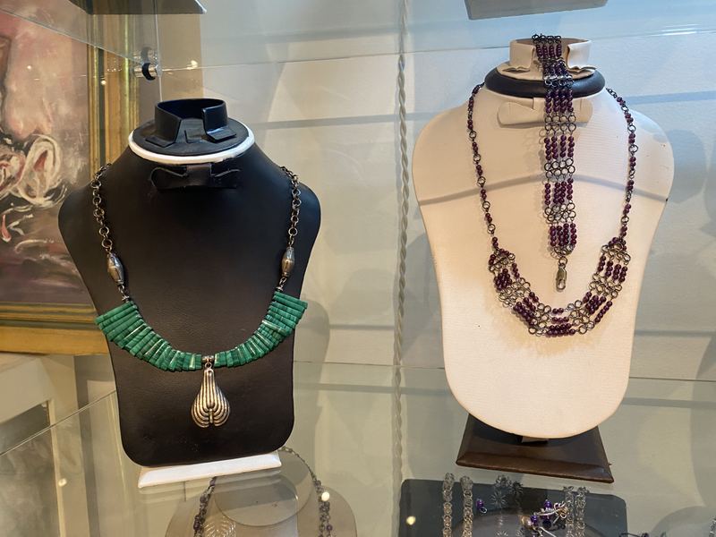 Malachite Collar and Garnet Necklace