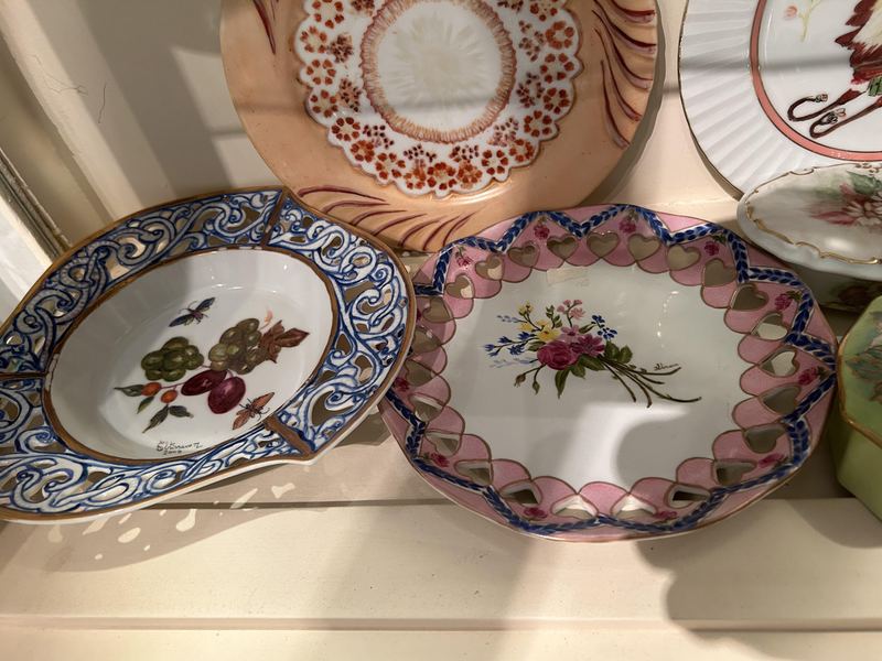 Painted Dishes on Shelf