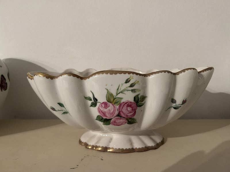 Rose Painted Fluted Bowl
